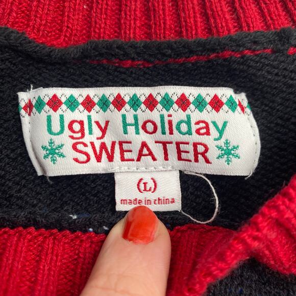 Ugly Holiday Sweater Let It Glow Reindeer Christmas Sweater Size Large - Picture 4 of 9